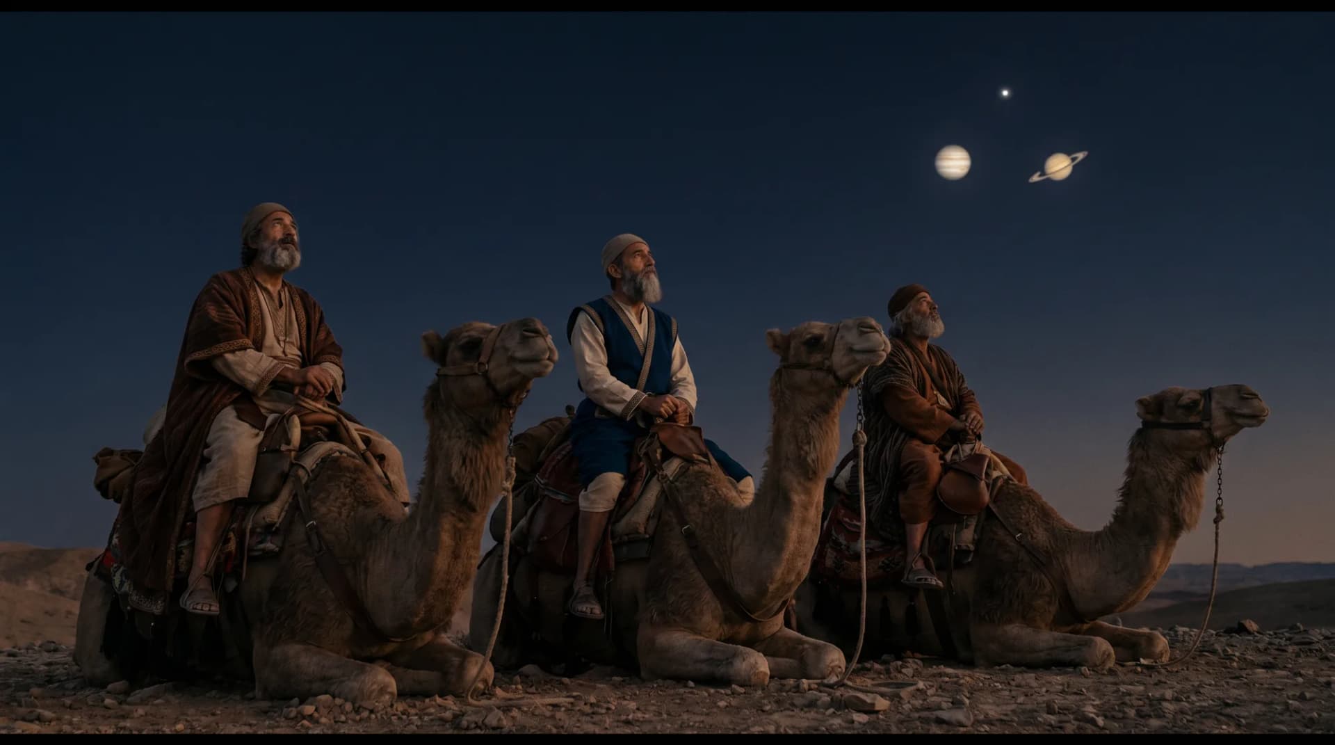 The three priests from Ur on camels beneath the Jupiter-Saturn conjunction of 7 BC