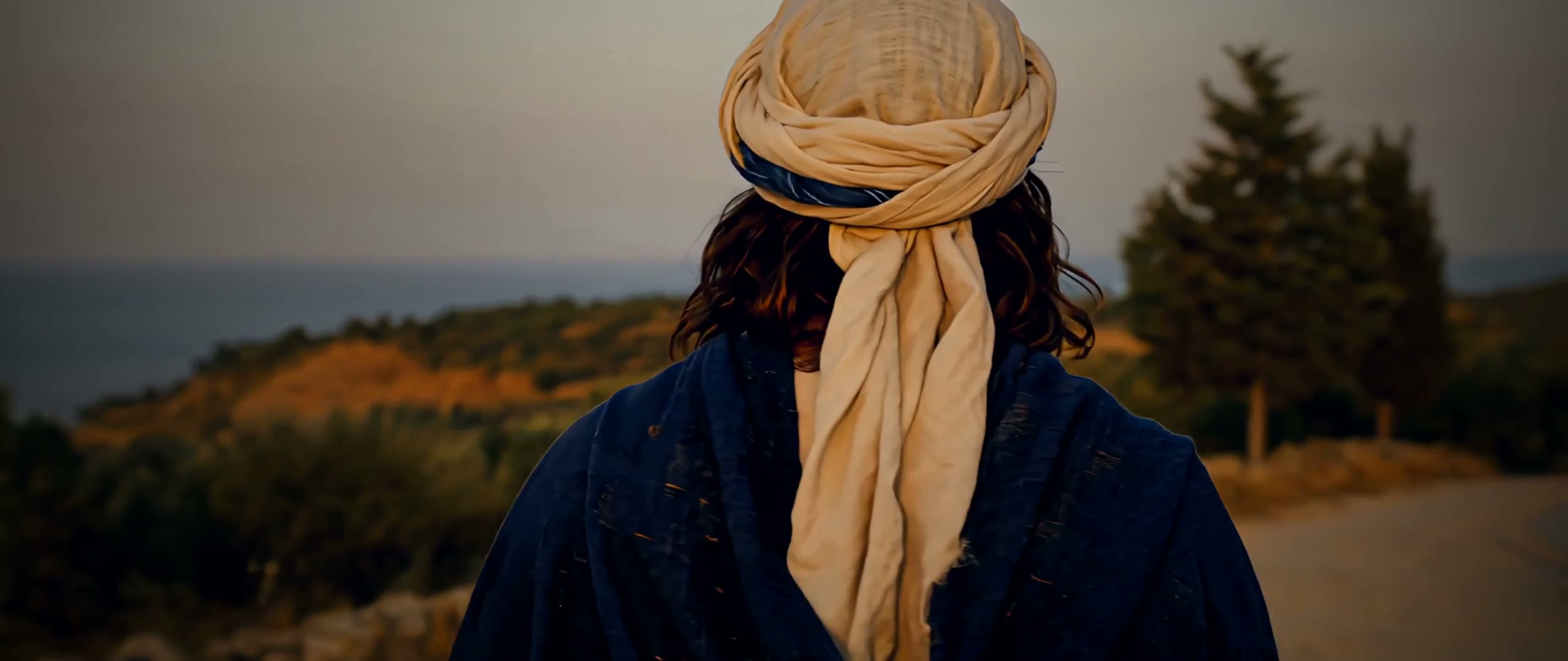 Jesus looking out toward the sea